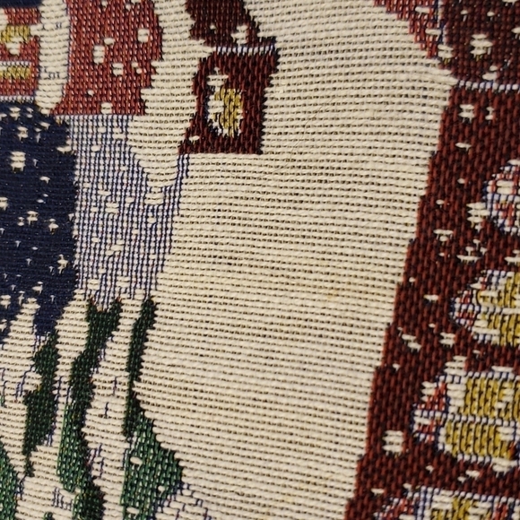 set of 4 Placemats Christmas and runner Tapestry Circle winter house framed - Picture 10 of 13